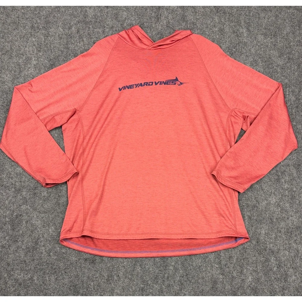 Vineyard Vines Performance Hoodie Mens XL Red Heathered Long Sleeve Fishing Top